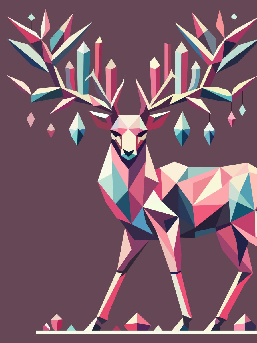 Free Geometric Deer PNG Art - Transparent Background, Low Poly Animal Illustration product image (1)