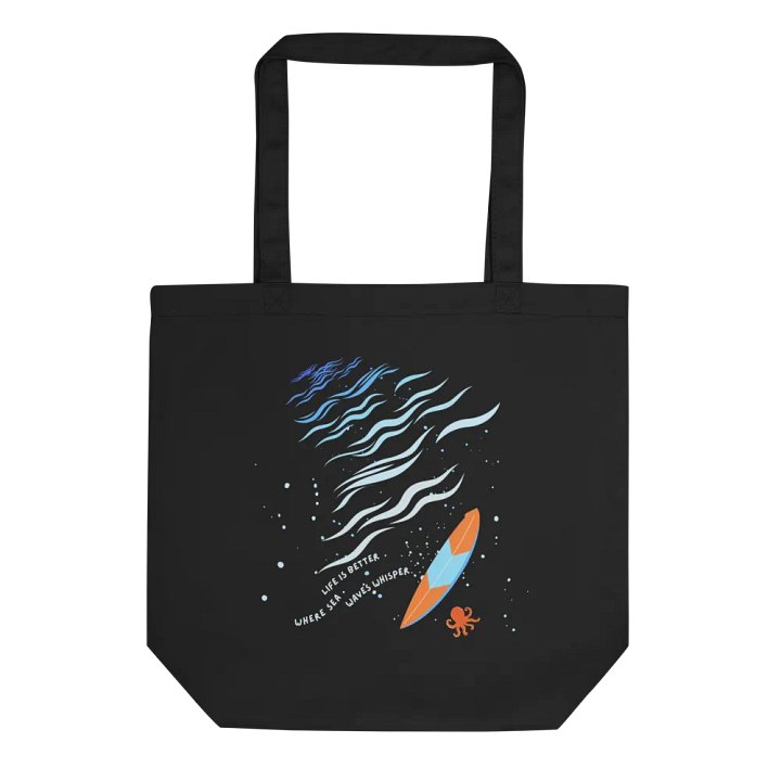 Life Is Better Where Sea Waves Whisper Eco-Friendly Tote Bag ( Side -Sea- ) product image (1)