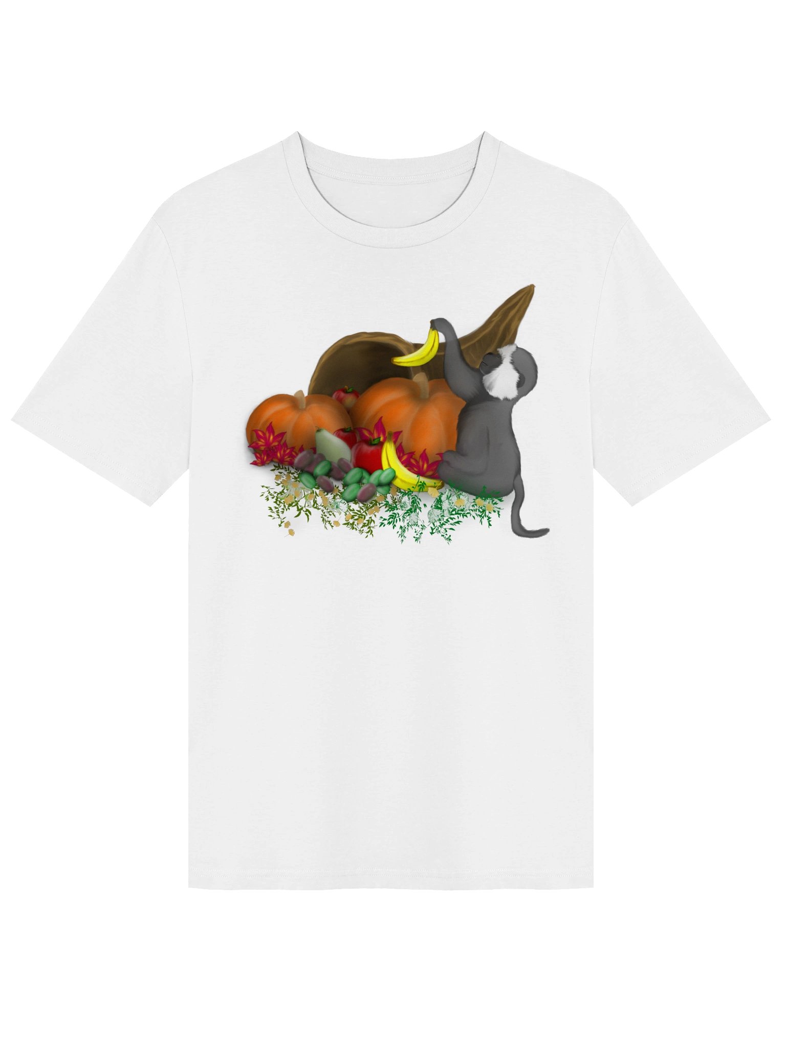 "Monkey and Cornucopia" T-Shirt. Unisex Stanley/Stella Organic Ribbed Neck T-Shirt product image (1)
