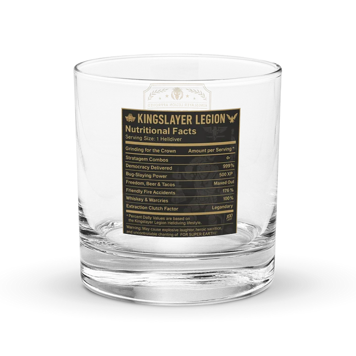 Kingslayer Legion – Helldiver Nutrition Facts Rocks Glass product image (2)