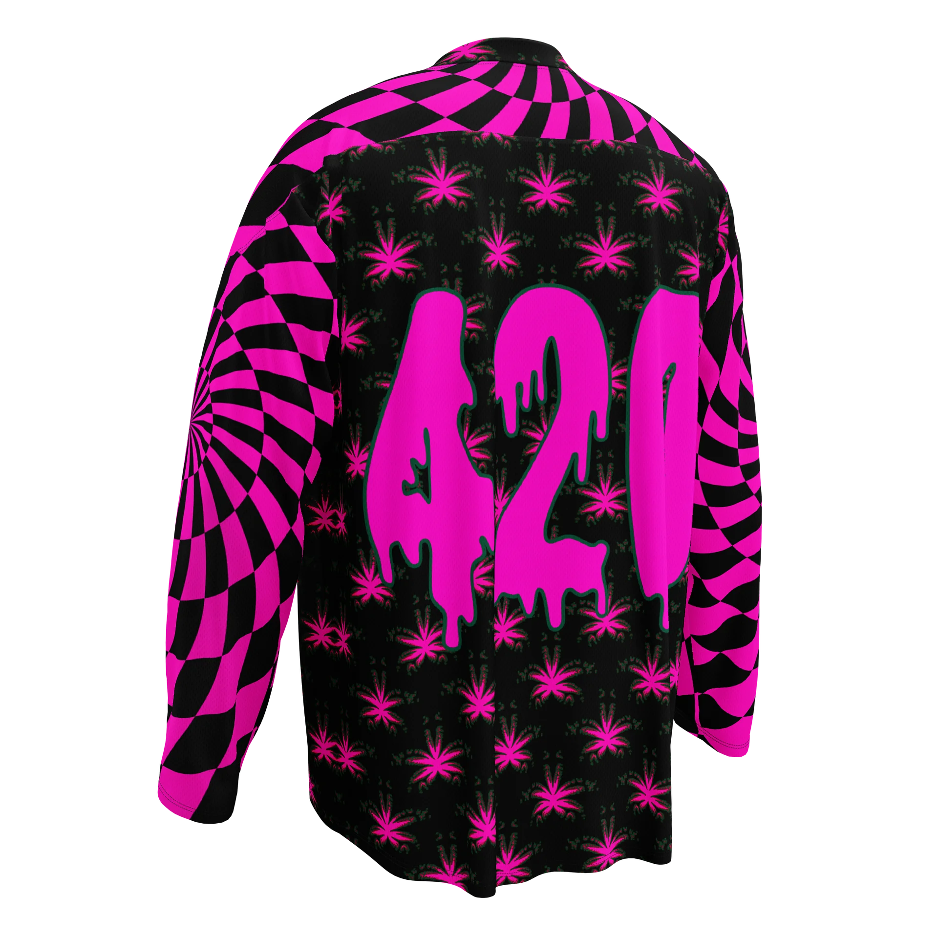 Twisted 420 Rave Hockey Jersey, Trippy Techno EDM Top, Psychedelic Spiral Cannabis Clothing, Weird Weed Festival Wear, Pot Leaf Stoner Shirt product image (4)
