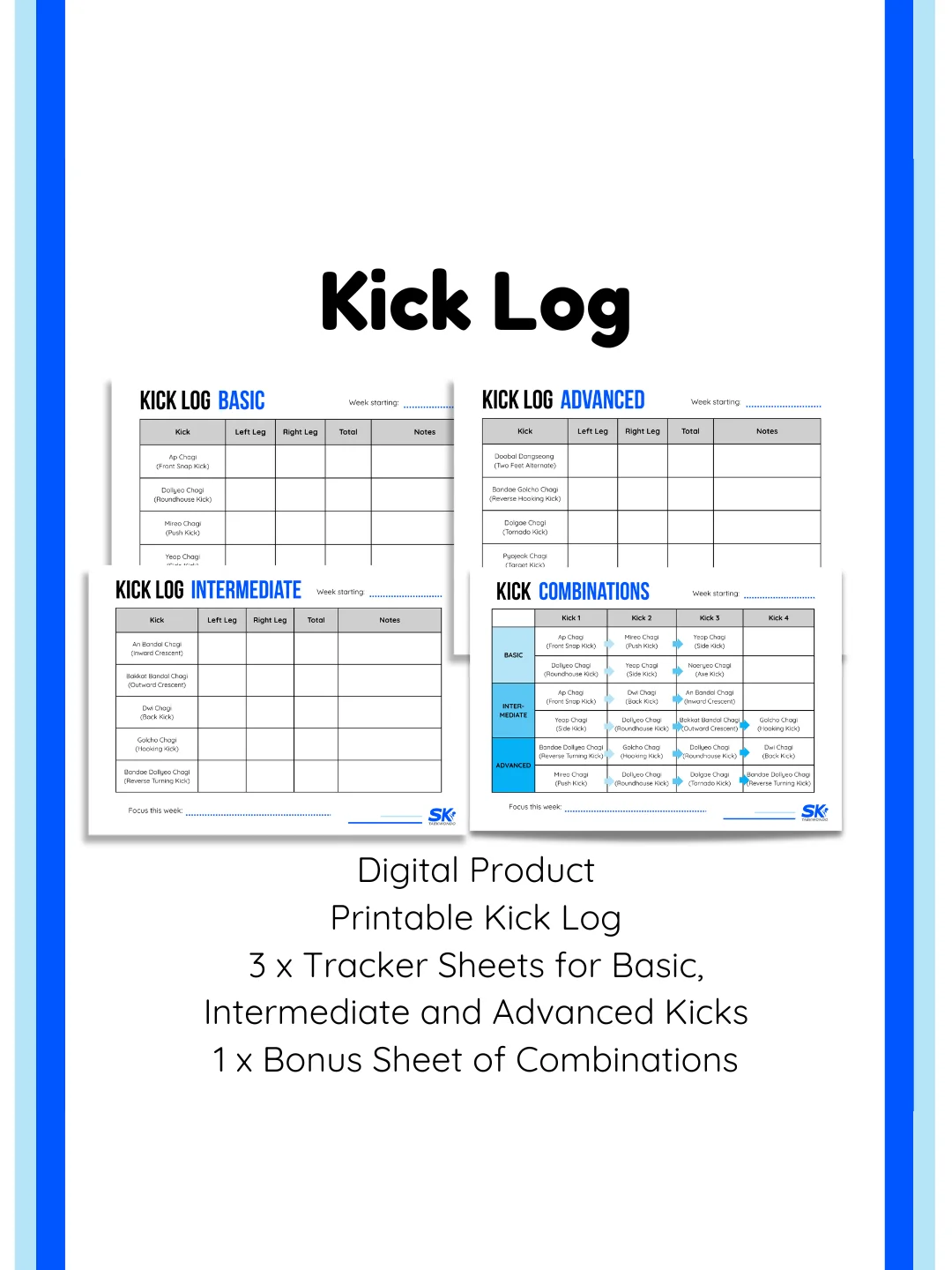 Kick Log Printable Pack product image (2)