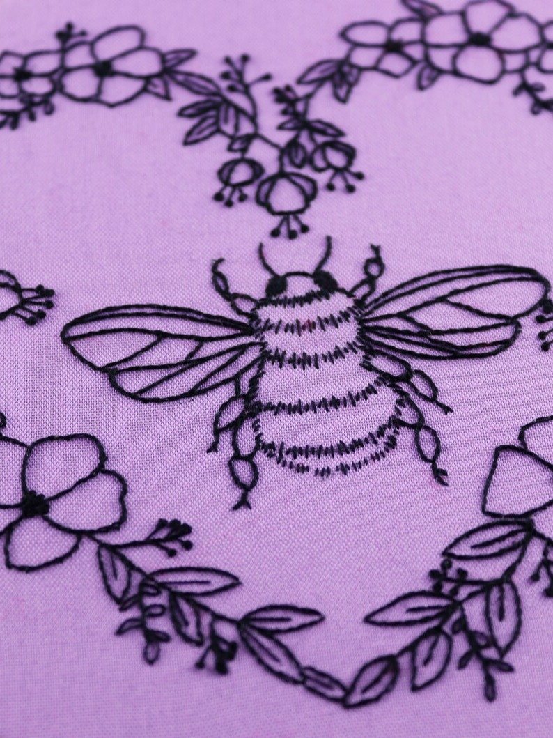 Bee Embroidery Pattern: Floral Heart Insect Design (PDF Digital Download) product image (4)