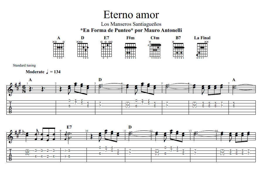 Eterno amor - Partitura + Tabs + Acordes + Pista product image (1)