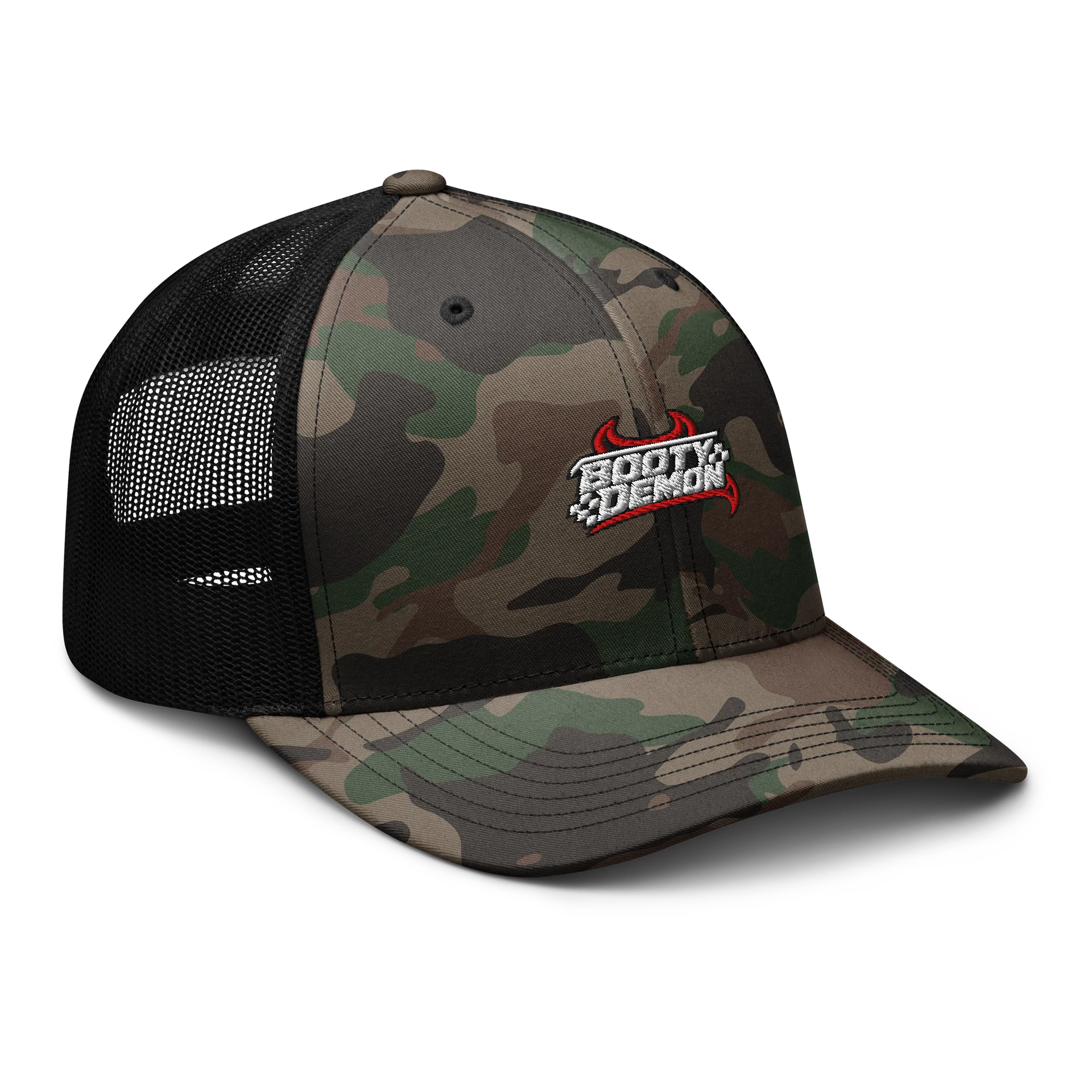 Booty Demon Racing Club Men's Camo Embroidered Trucker Hat product image (8)