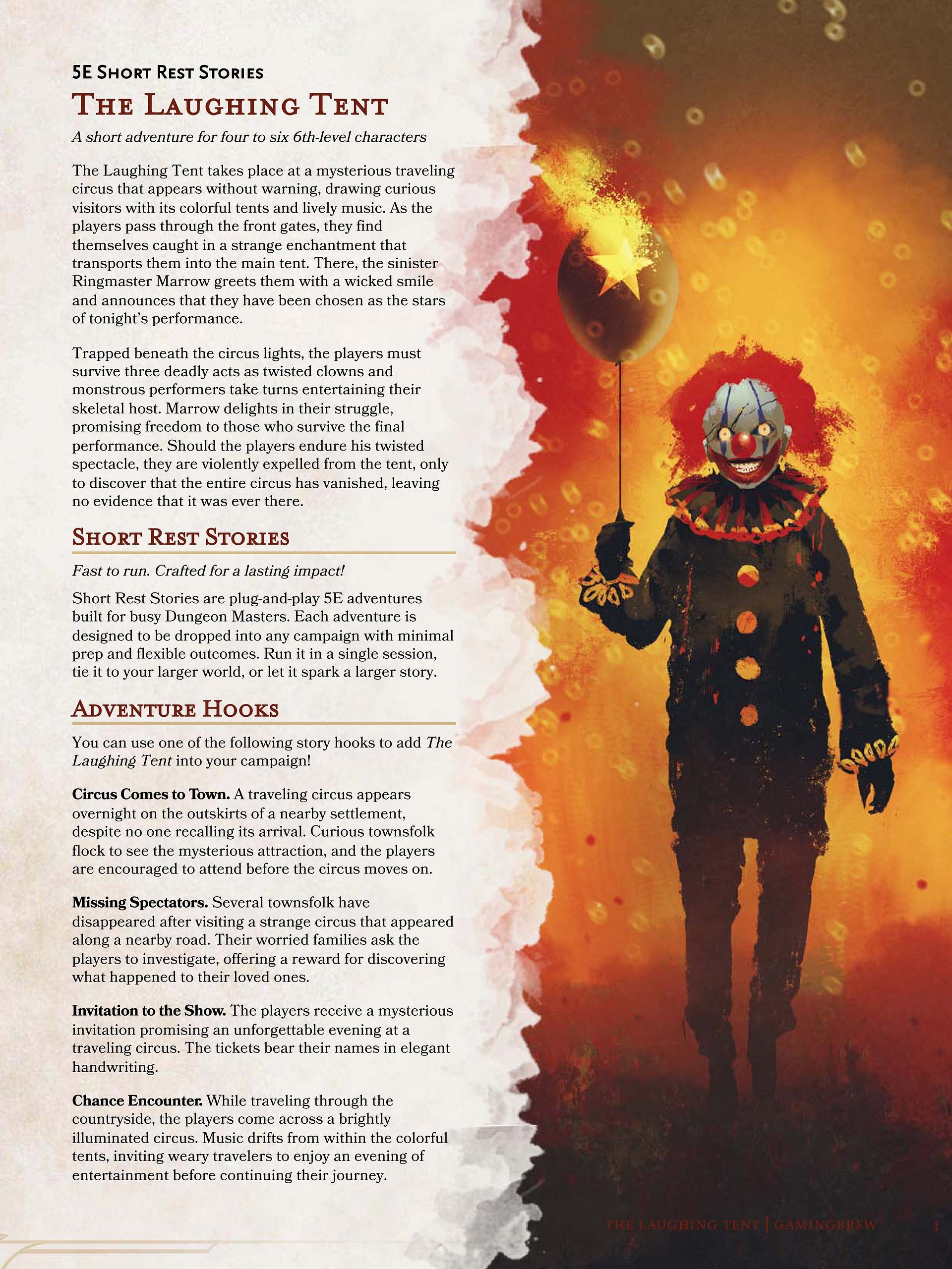 The Laughing Tent | Short Rest Stories | 6th level product image (2)