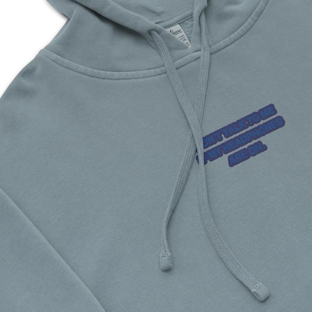 HEADPHONES ON (lake design) embroidered pigment hoodie product image (1)