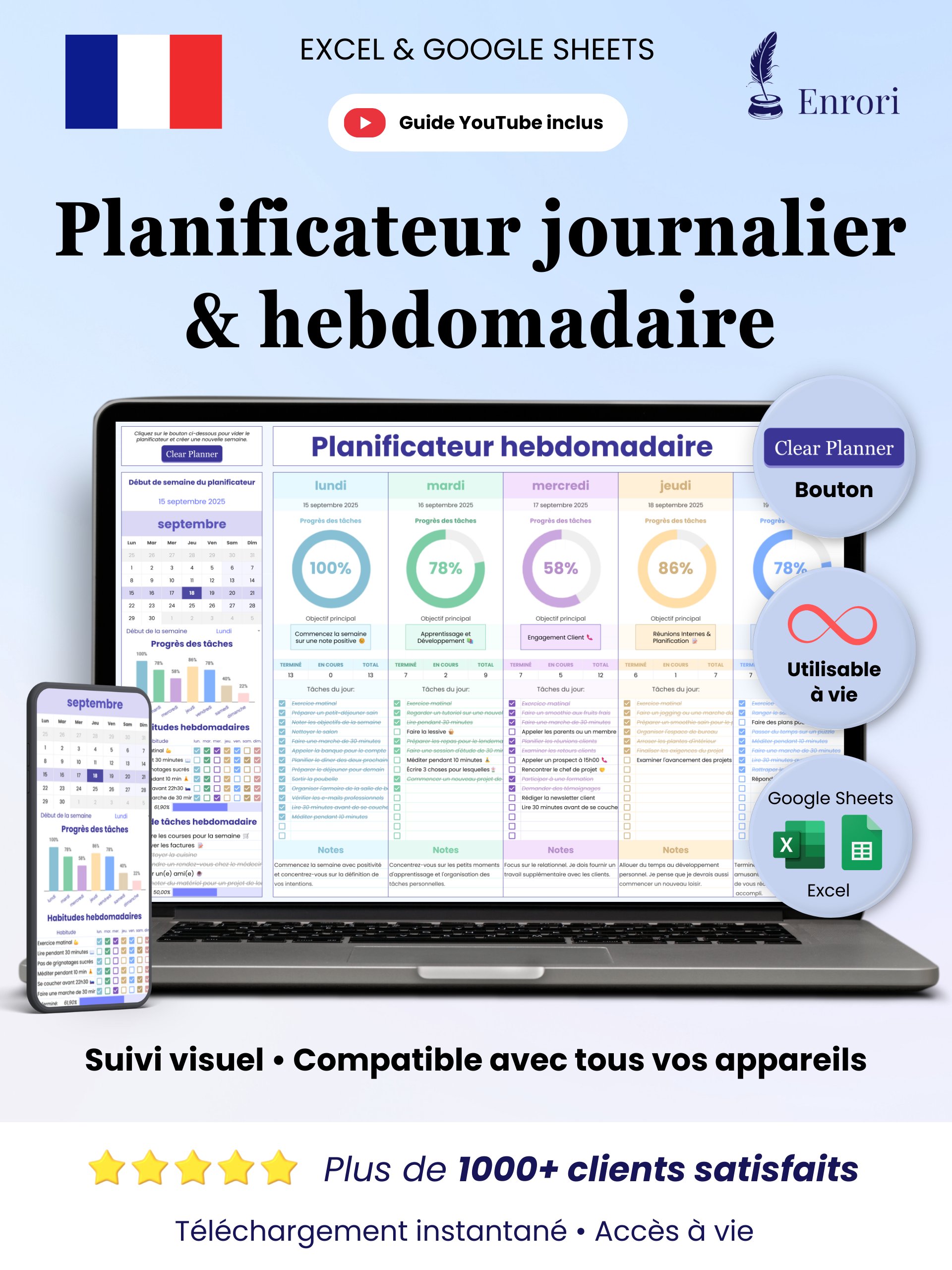 Planificateur journalier & hebdomadaire product image (1)