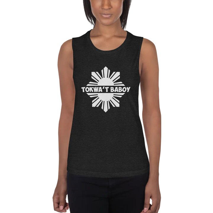 Women's 'Tokwa't Baboy' (White Logo) Flowy Black Tank: Pork Tofu Filipino Foodie, Dark Color options product image (1)