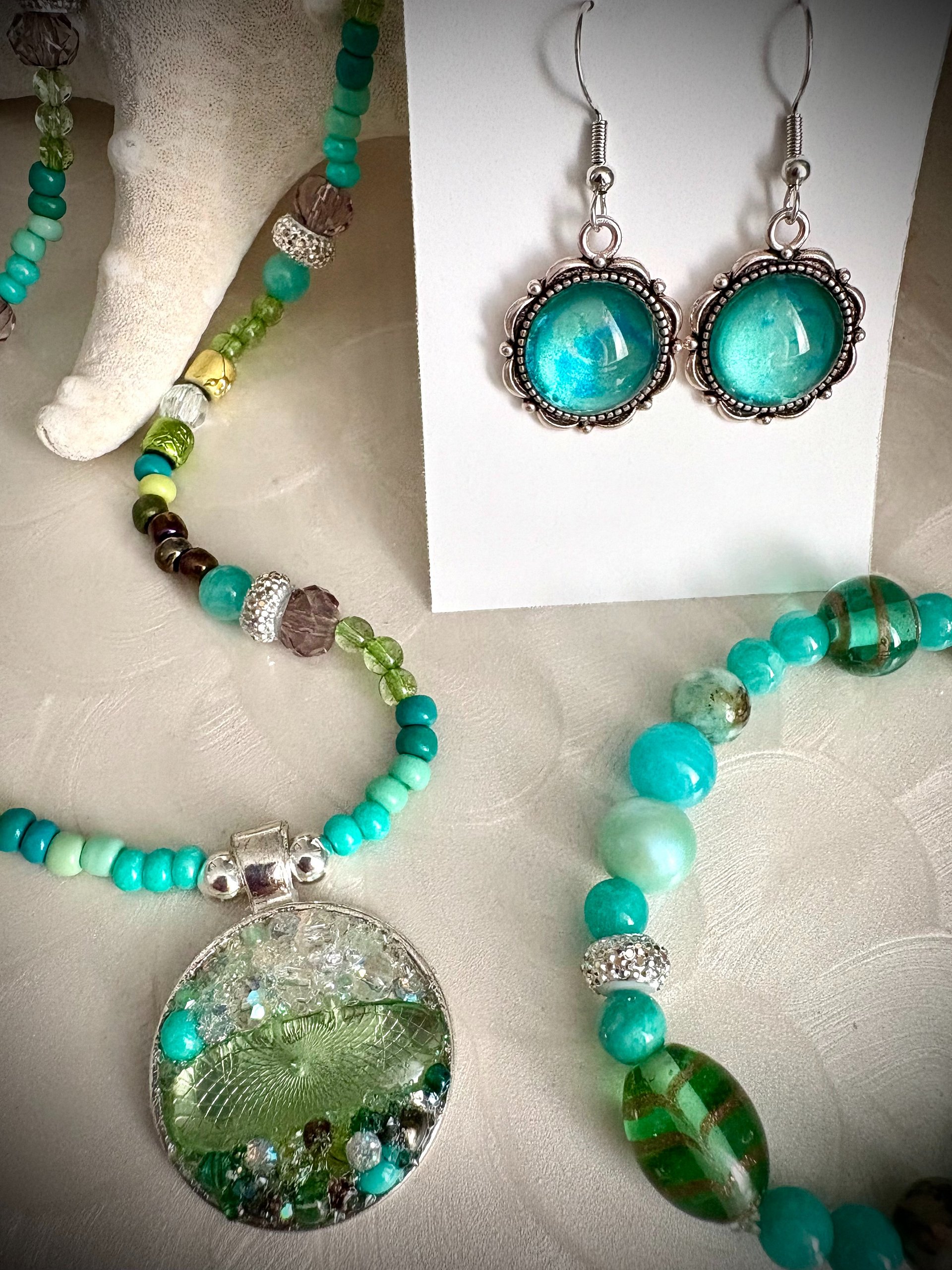 MFD-00068 | Tidepool Treasure Beaded Bracelet | Seafoam, Aqua & Turquoise | Handmade 7.5" Coastal Charm by Monique Faella Designs™ product image (6)