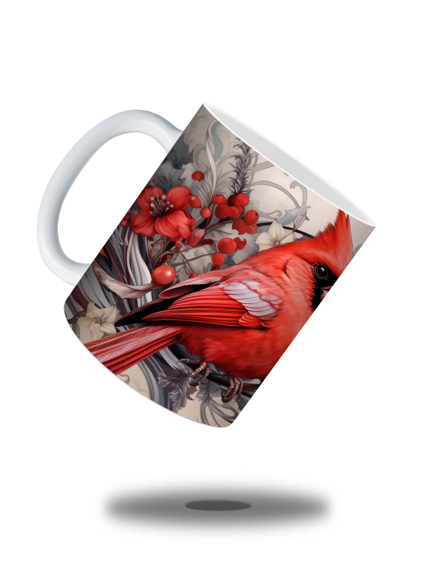 Red Cardinal 11oz Coffee Mug – Elegant Floral and Bird Design Ceramic Cup – Perfect for Nature Lovers and Holiday Gifts product image (1)