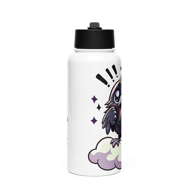 Edelstahl-Wasserflasche mit Strohhalmdeckel - Rabe product image (1)