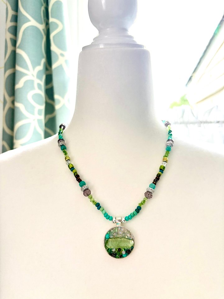 MFD-00216 | Horizon Sea Glass Pendant Necklace – Atlantic Ocean Green Handmade Bead & Sea Glass Art | Coastal Charm Jewelry by Monique Faella Designs™ product image (2)