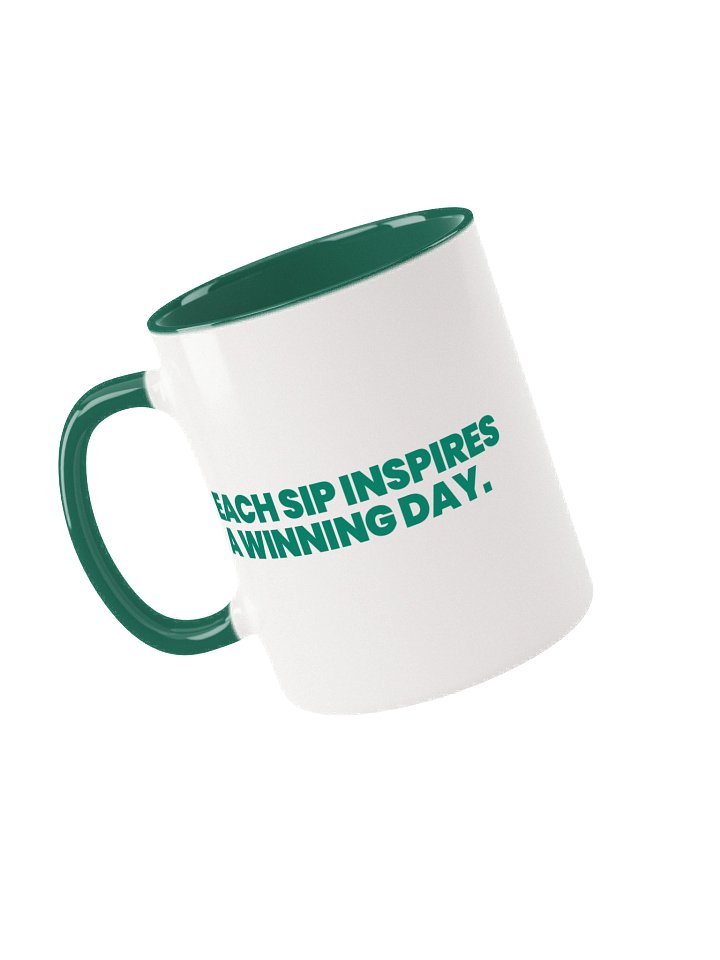 EACH SIP INSPIRES A WINNING DAY Ceramic Mug with Dark Green Inside product image (1)
