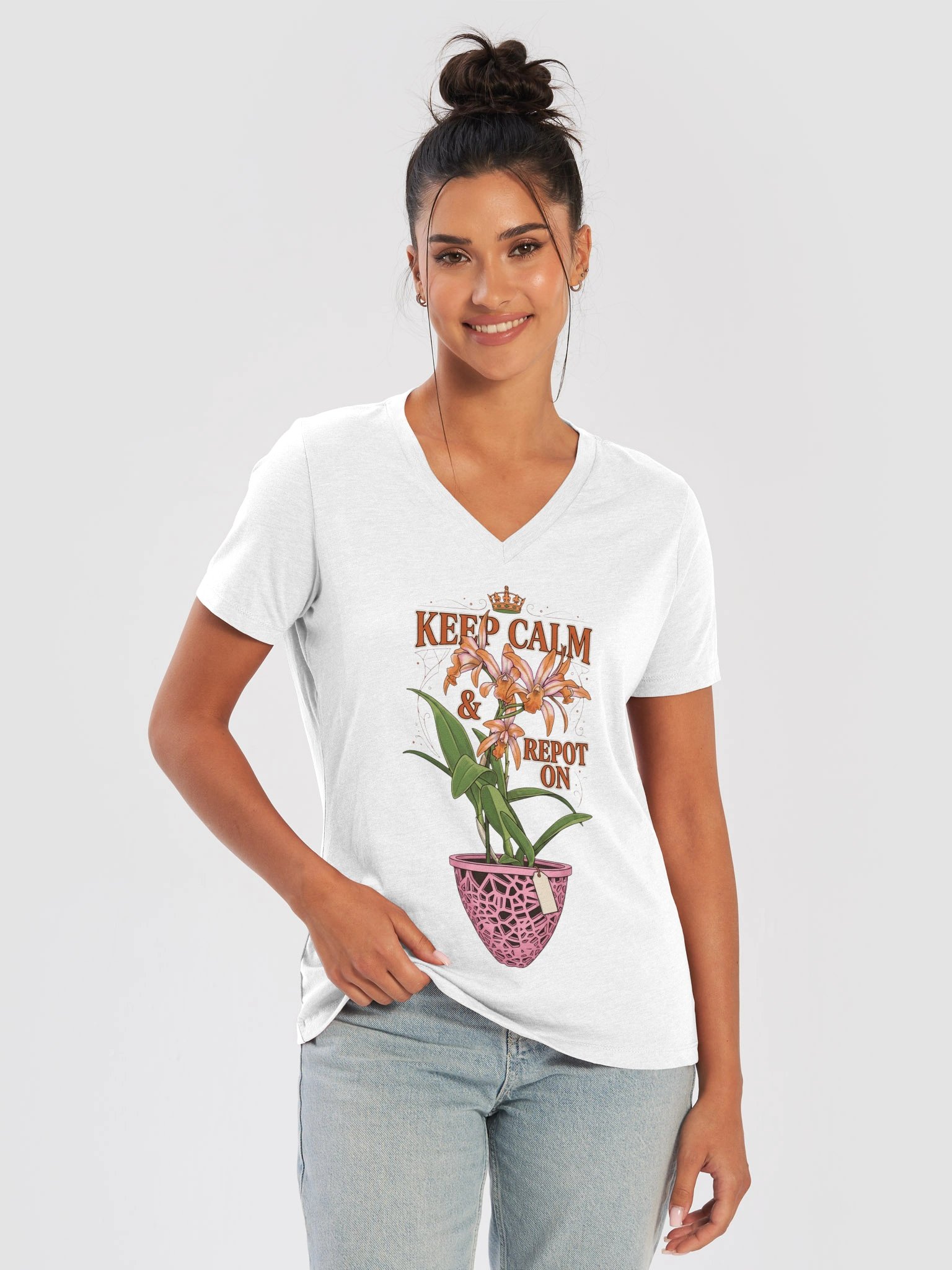 Keep Calm Repot On v-neck t-shirt product image (2)