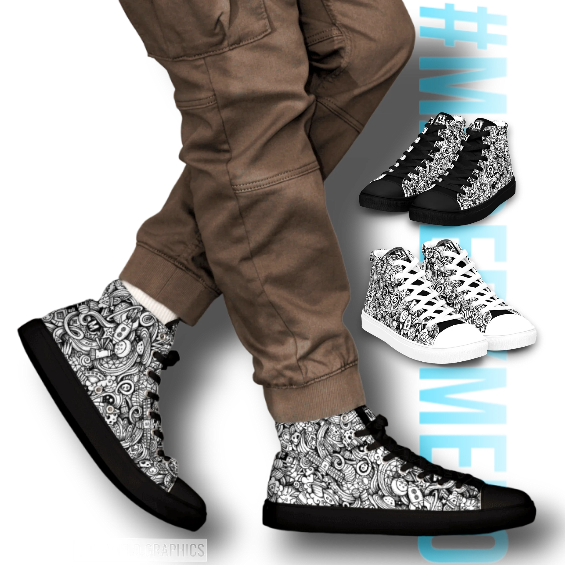 Dark Space Scribble - Men's High Tops | #MadeByMELO product image (1)