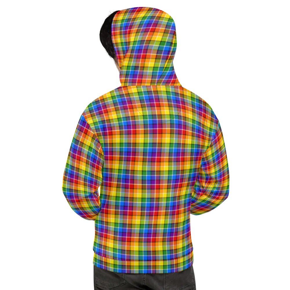 Bright Rainbow Plaid Hoodie product image (9)