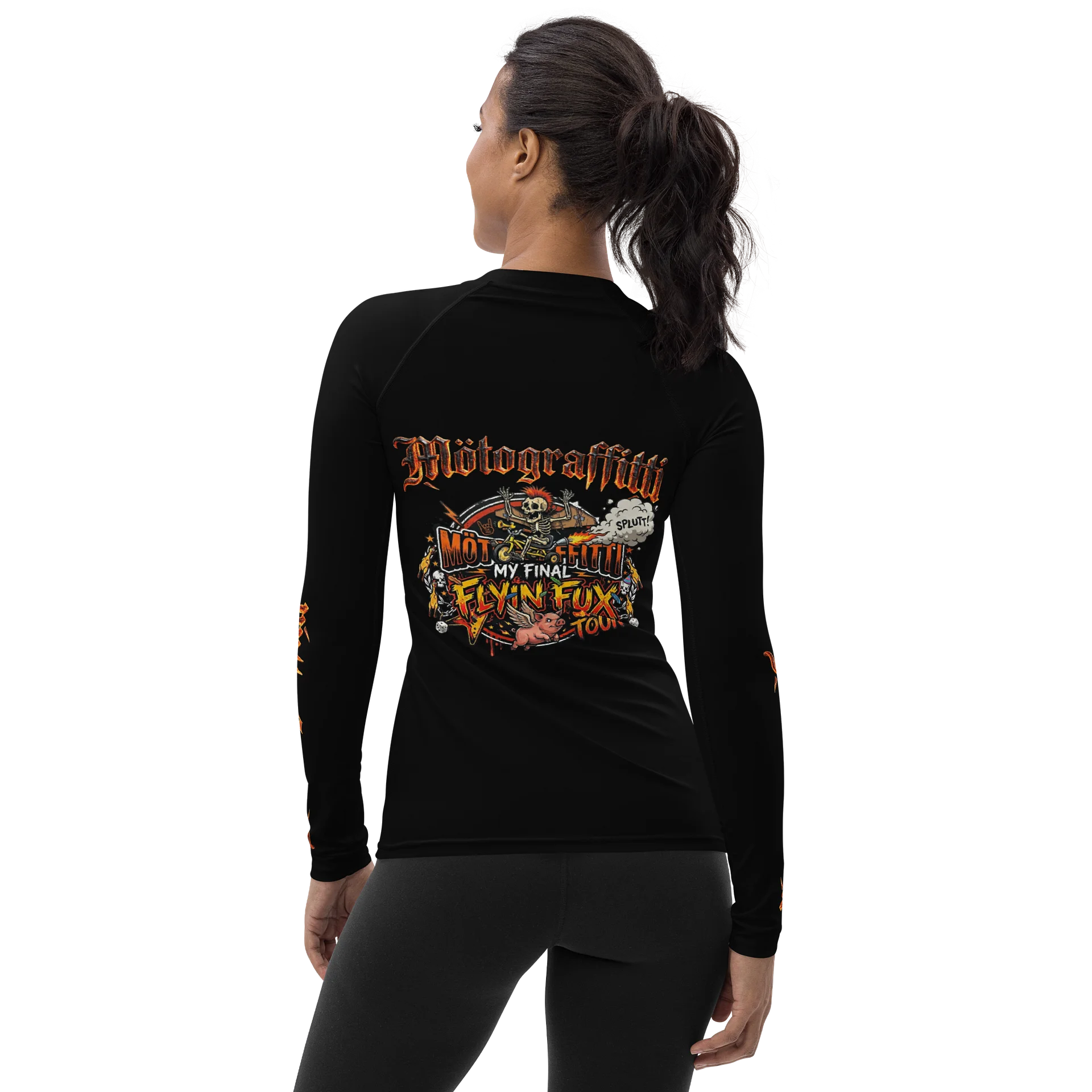 Women's MötoGraffitti Final Flyin Fux Tour Long Sleeve "Rash Guard"Tee Safety Orange product image (2)