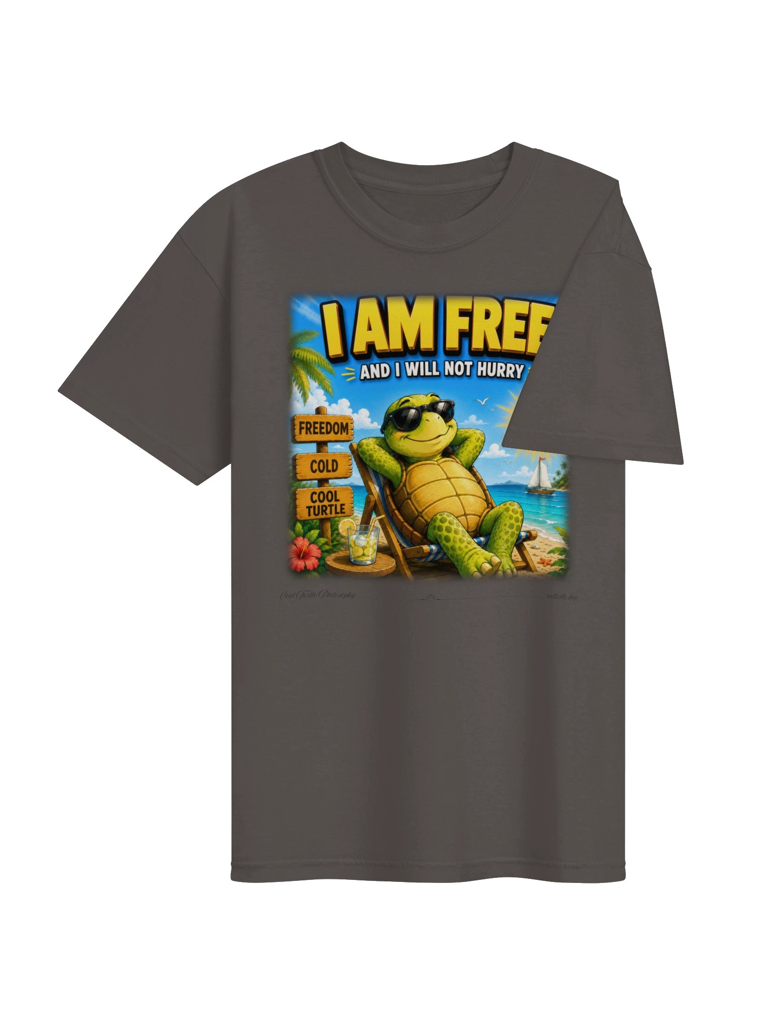 I Am Free Turtle Graphic Tee – Premium Garment-Dyed Slow Living Shirt product image (3)