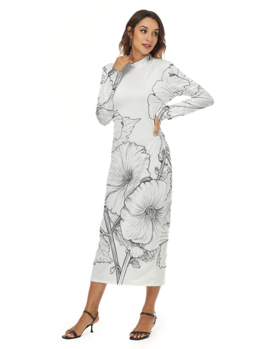Elegant Monochrome Floral Print Maxi Dress product image (3)