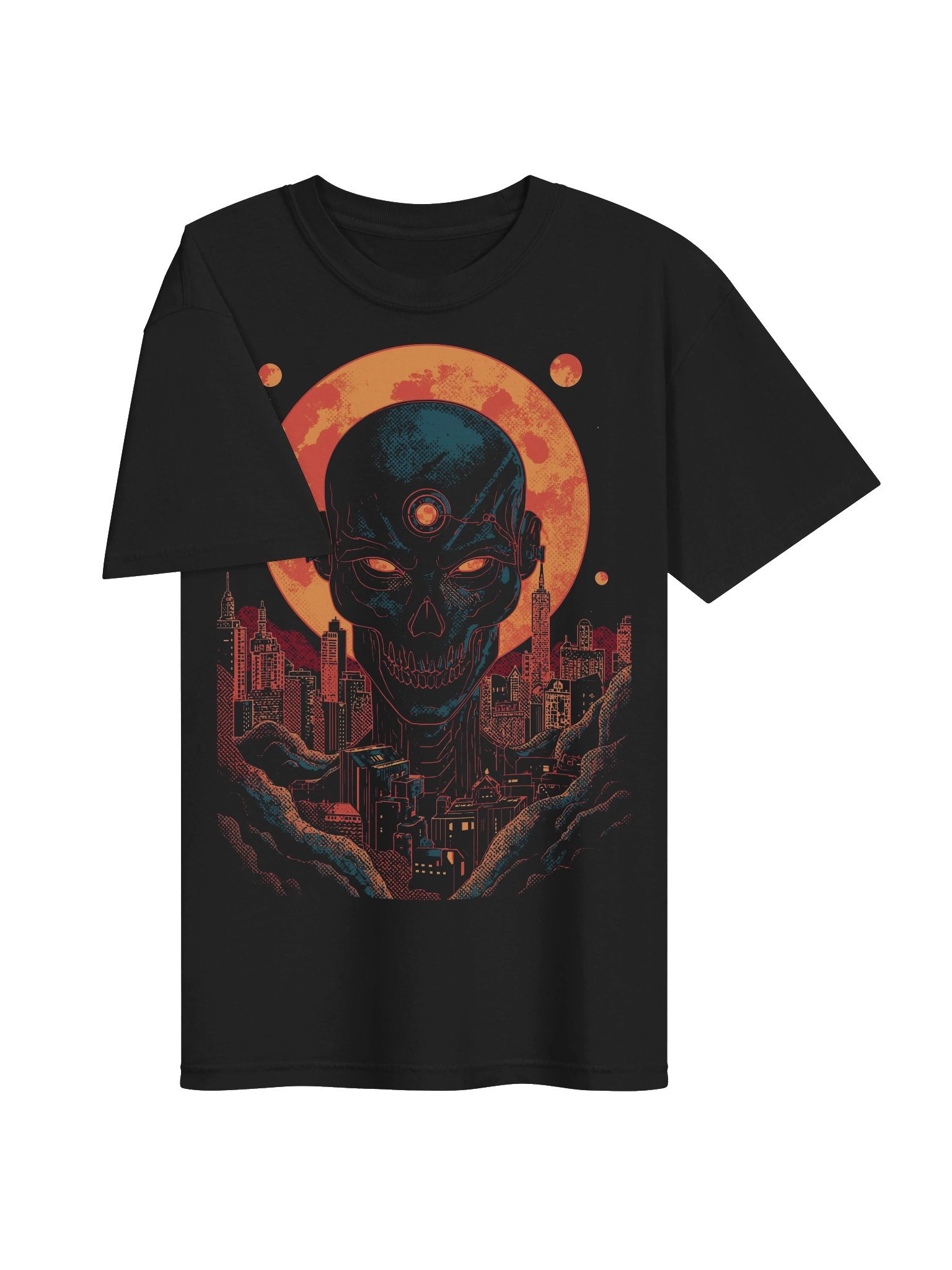 Neon Skull Cityscape Heavyweight T-Shirt product image (6)
