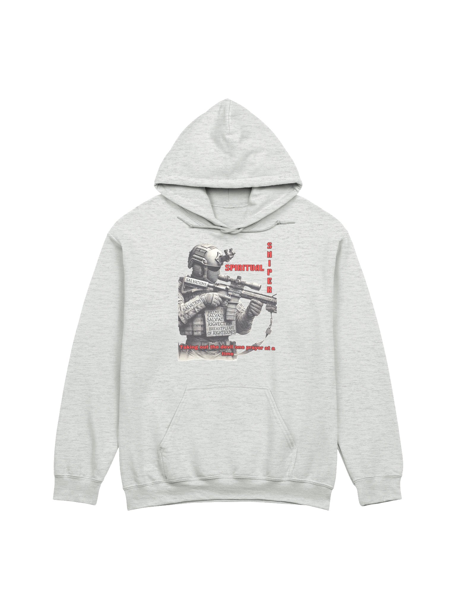 Spiritual Sniper Christian Pullover Hoodie Taking Out the Devil One Prayer at a Time Faith Based Kingdom Warrior Apparel product image (4)