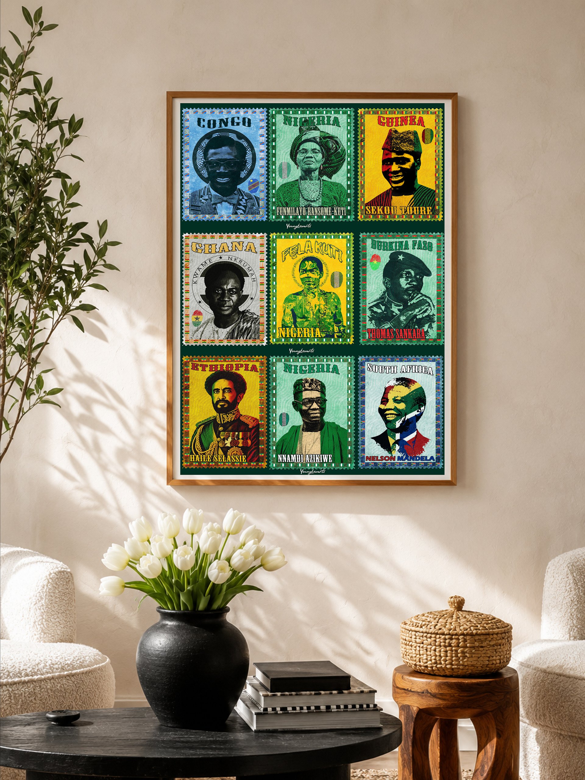 Pan-African Heroes Vintage Stamp Collage Poster product image (1)