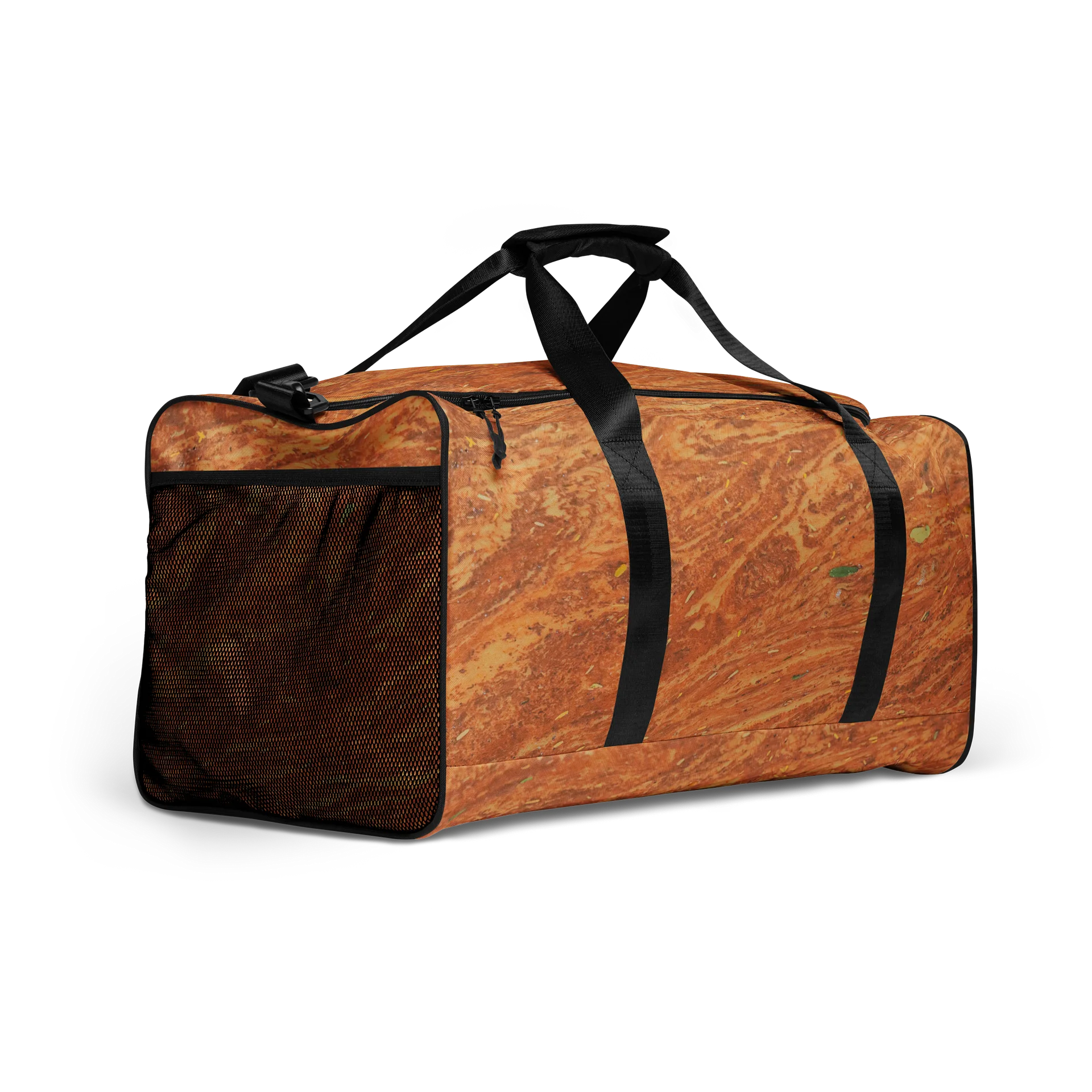 Terracotta Tea — All-Over Print Warm Rust & Leaf Duffle Bag product image (2)