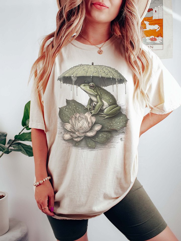 Frog with Umbrella Shirt – Rainy Day Cottagecore Nature Graphic Tee product image (2)