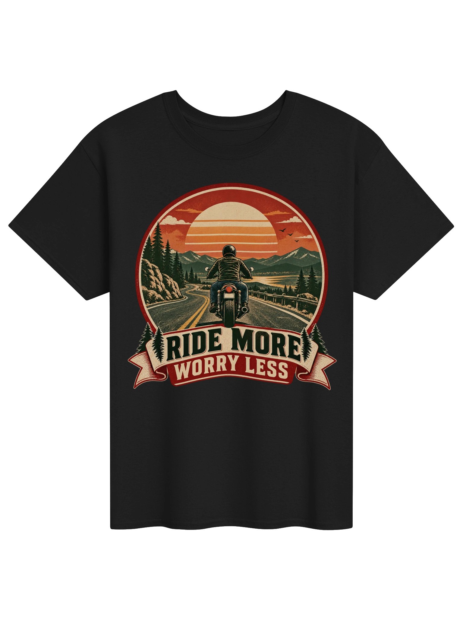 Ride More Worry Less Open Road Motorcycle T-Shirt product image (1)
