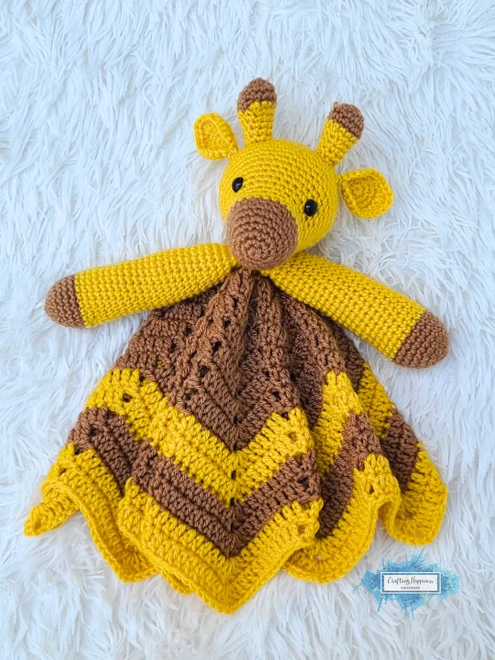 Crochet Giraffe Lovey Blanket Pattern, Safari Baby Comforter PDF Pattern - Crafting Happiness product image (1)