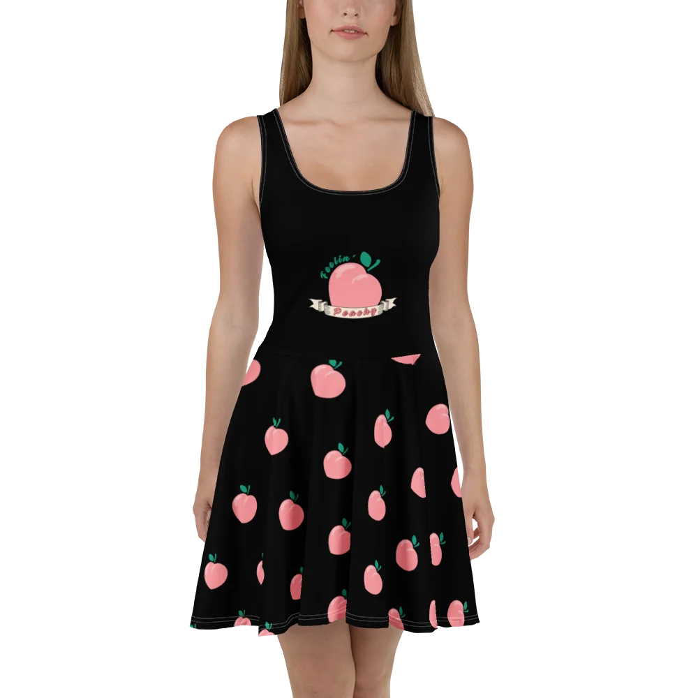 Black "Feelin' Peachy" All-Over Print Dress product image (2)