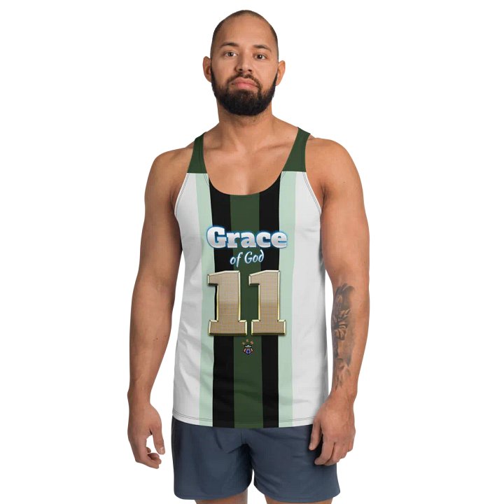 Greeen and Black Stripe Grace of God Men's Tank-top product image (1)