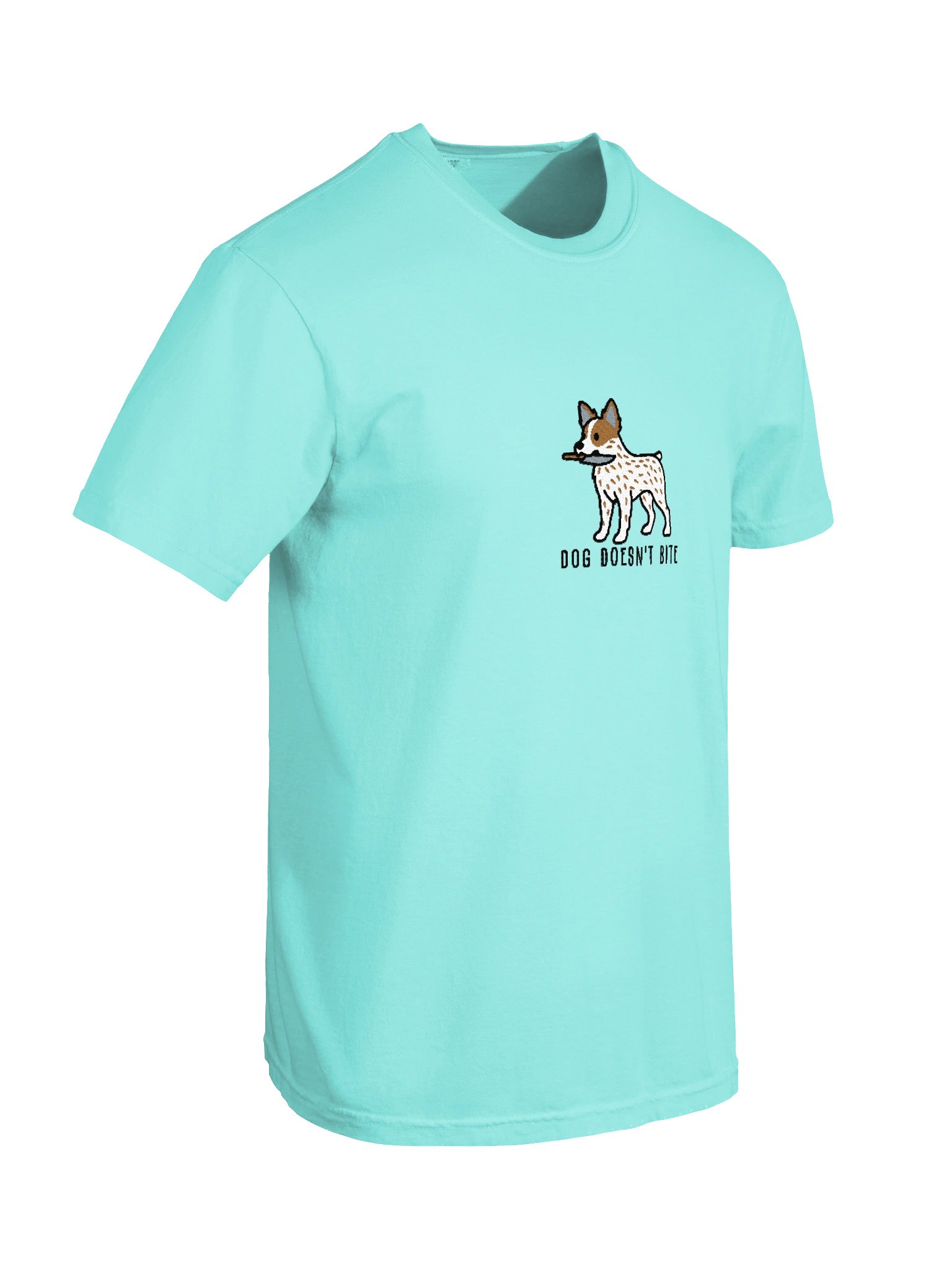 Dog Doesn't Bite Funny Chibi-Style Embroidered T-Shirt for Australian Cattle Dog(Red Heeler, Nub Tail) Owners product image (82)