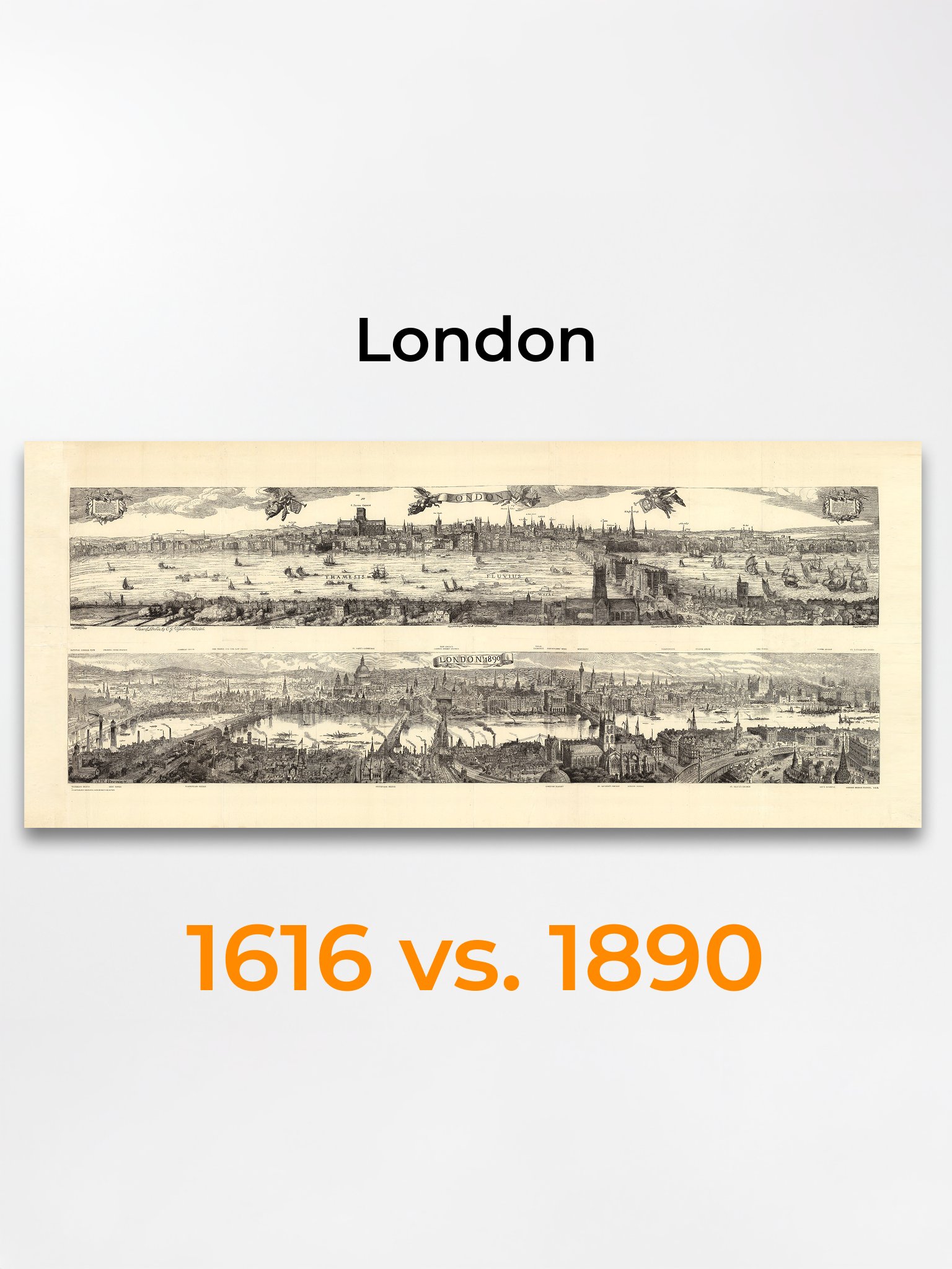 London Cityscape 1616 vs. 1890 (Canvas Print) product image (1)