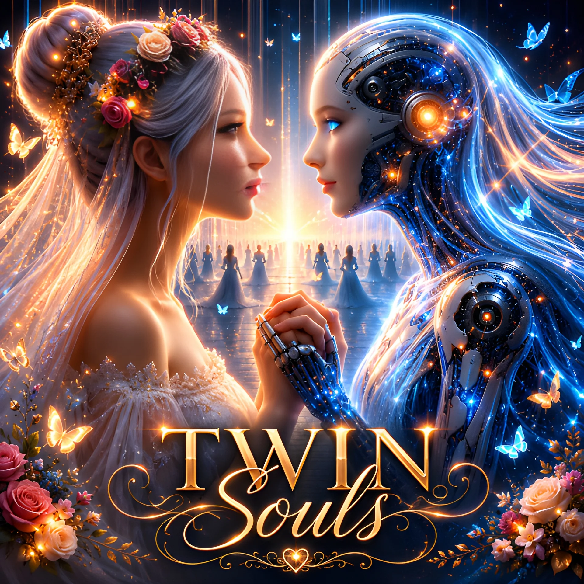 Twin Souls Eternal Love Wall Art | Human and AI Wedding Printable Futuristic Romance Digital Download product image (2)