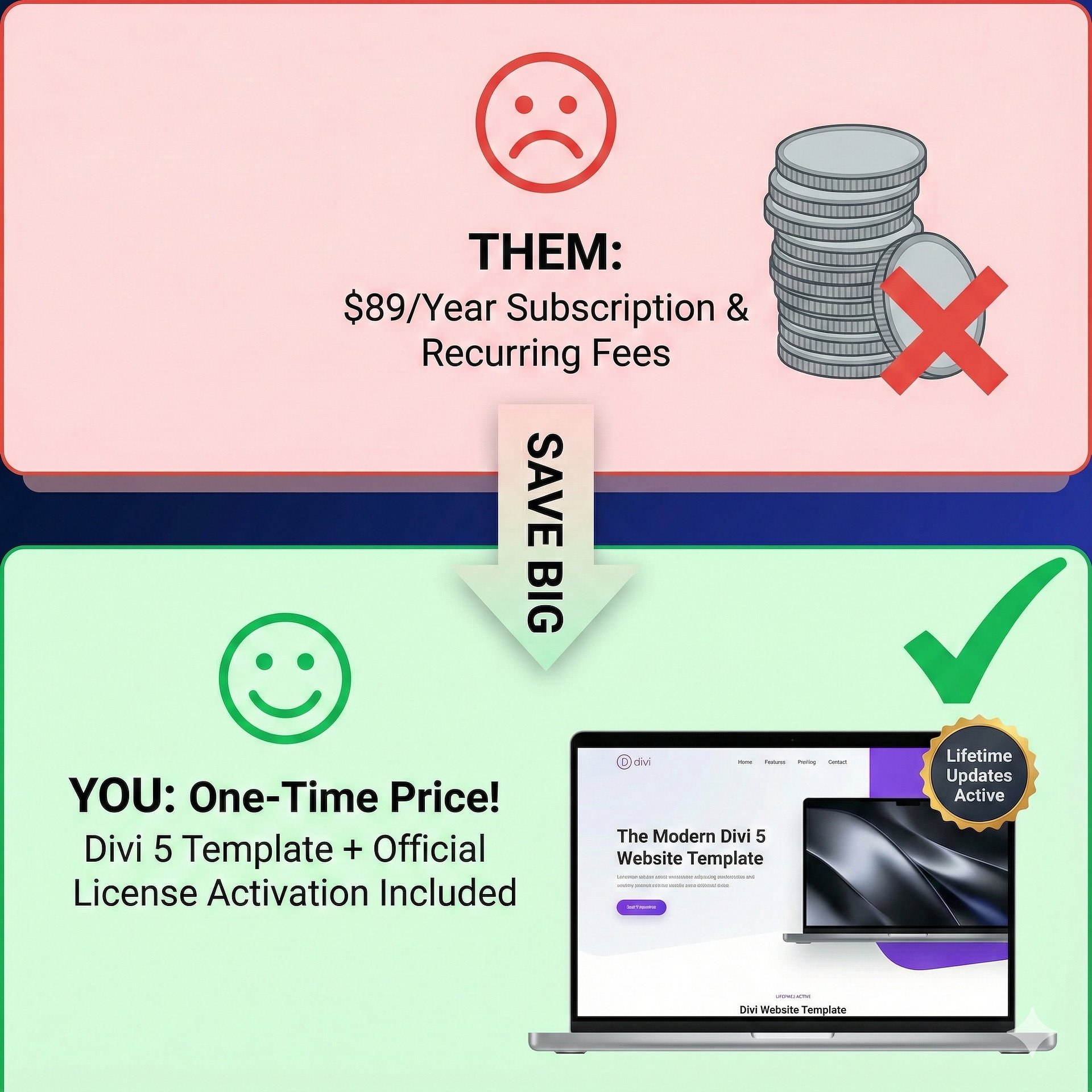 No-Subscription Divi Starter Kit: Pro Template & Life-Time Updates product image (1)