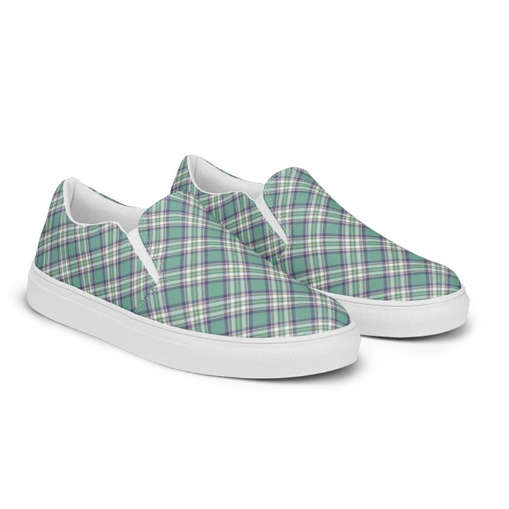 Light Green, Purple, and Yellow Plaid Women's Slip-On Shoes product image (2)