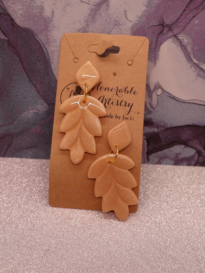 Hanging Leaf Earrings - Polymer Clay product image (2)