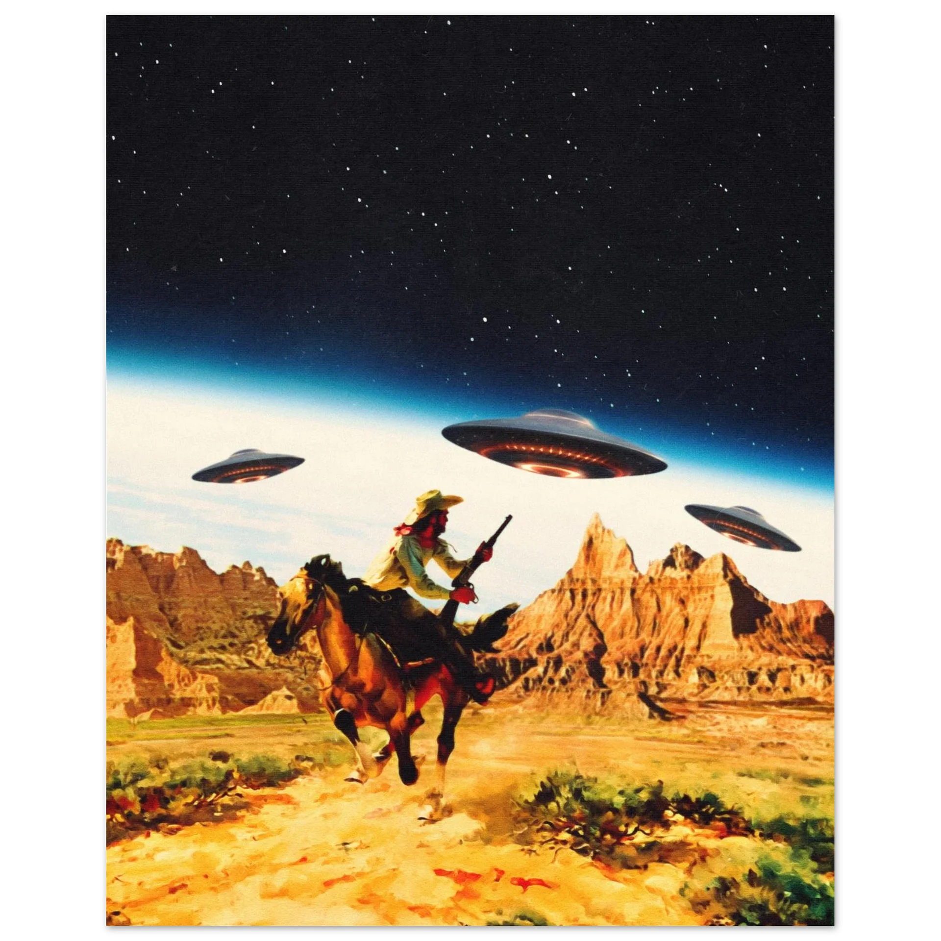 UFO Space Chase Wall Art