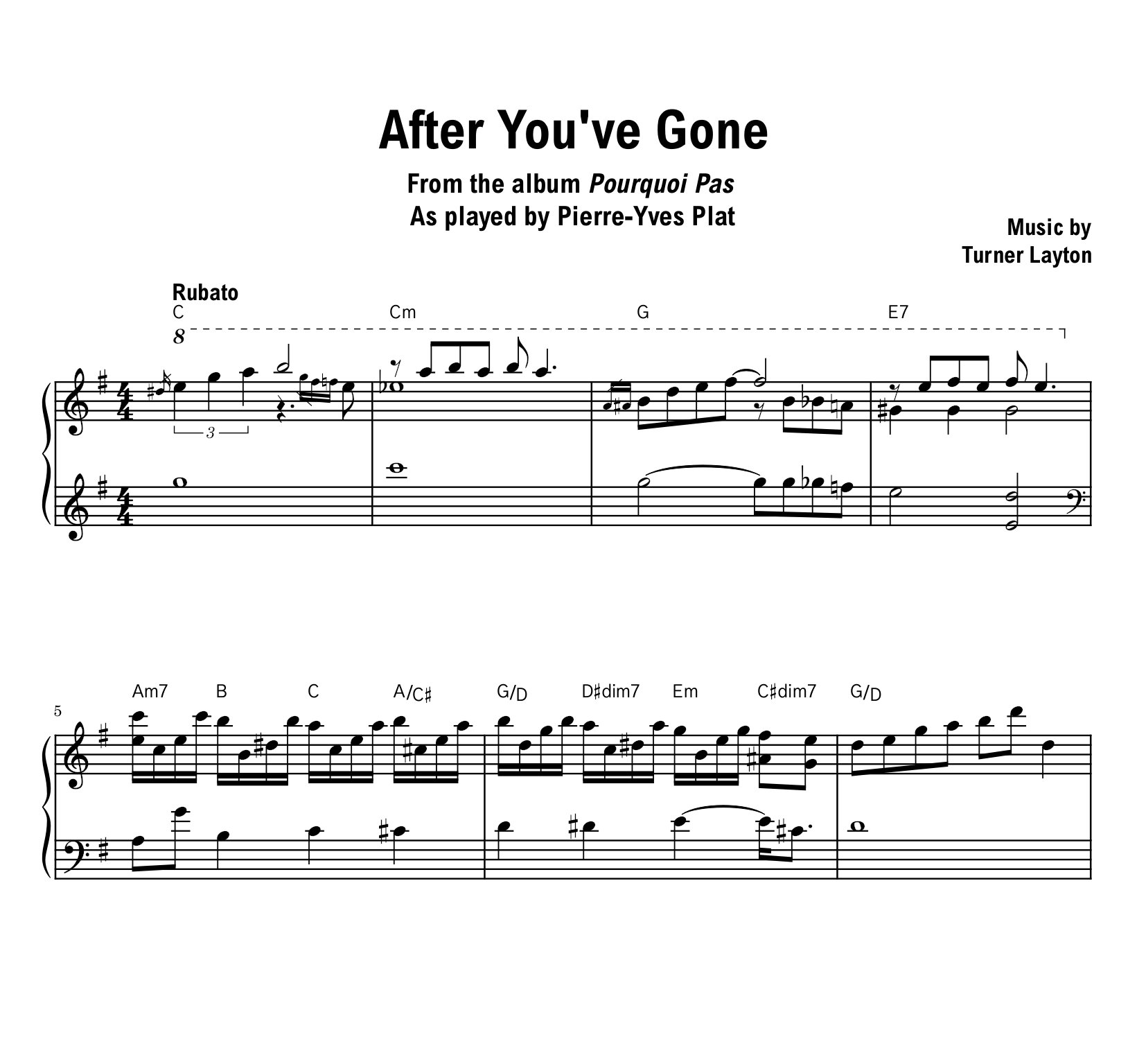 Pierre-Yves Plat - After You've Gone - Sheet music (PDF) product image (1)
