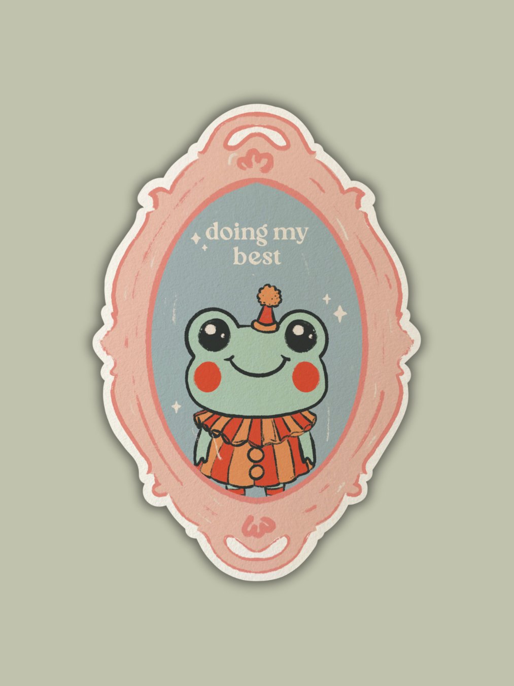 'Doing My Best' Clown Frog Sticker product image (3)