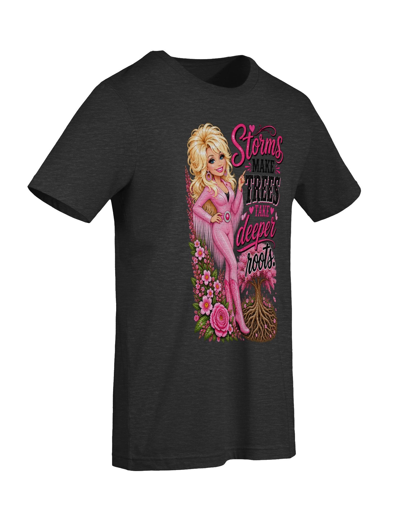 Storms Make Roots Deeper Pink Floral Tee product image (37)