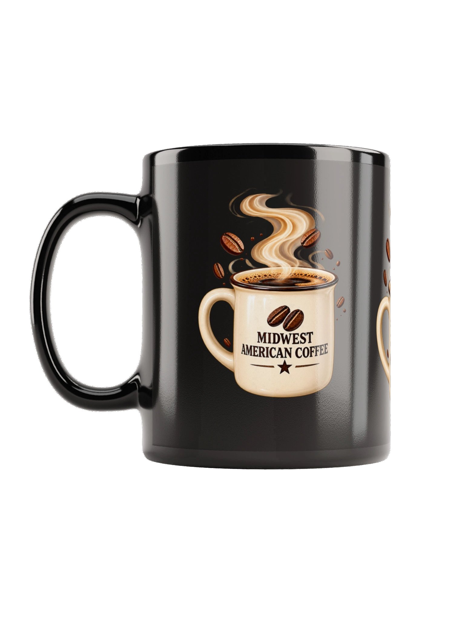 Midwest American Coffee – Signature Steam Black Glossy Mug product image (1)