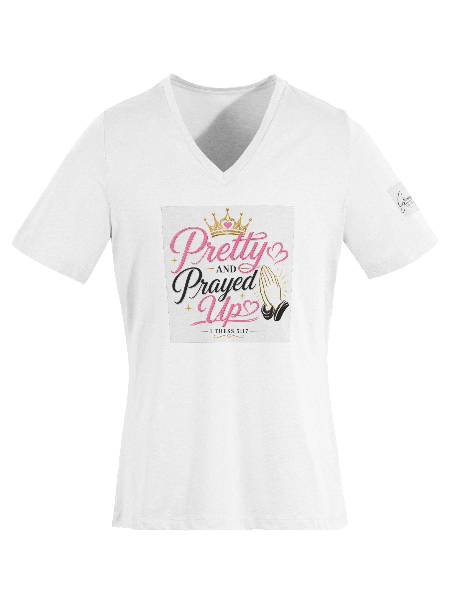 Pretty and Prayed up V-neck-Wite product image (6)