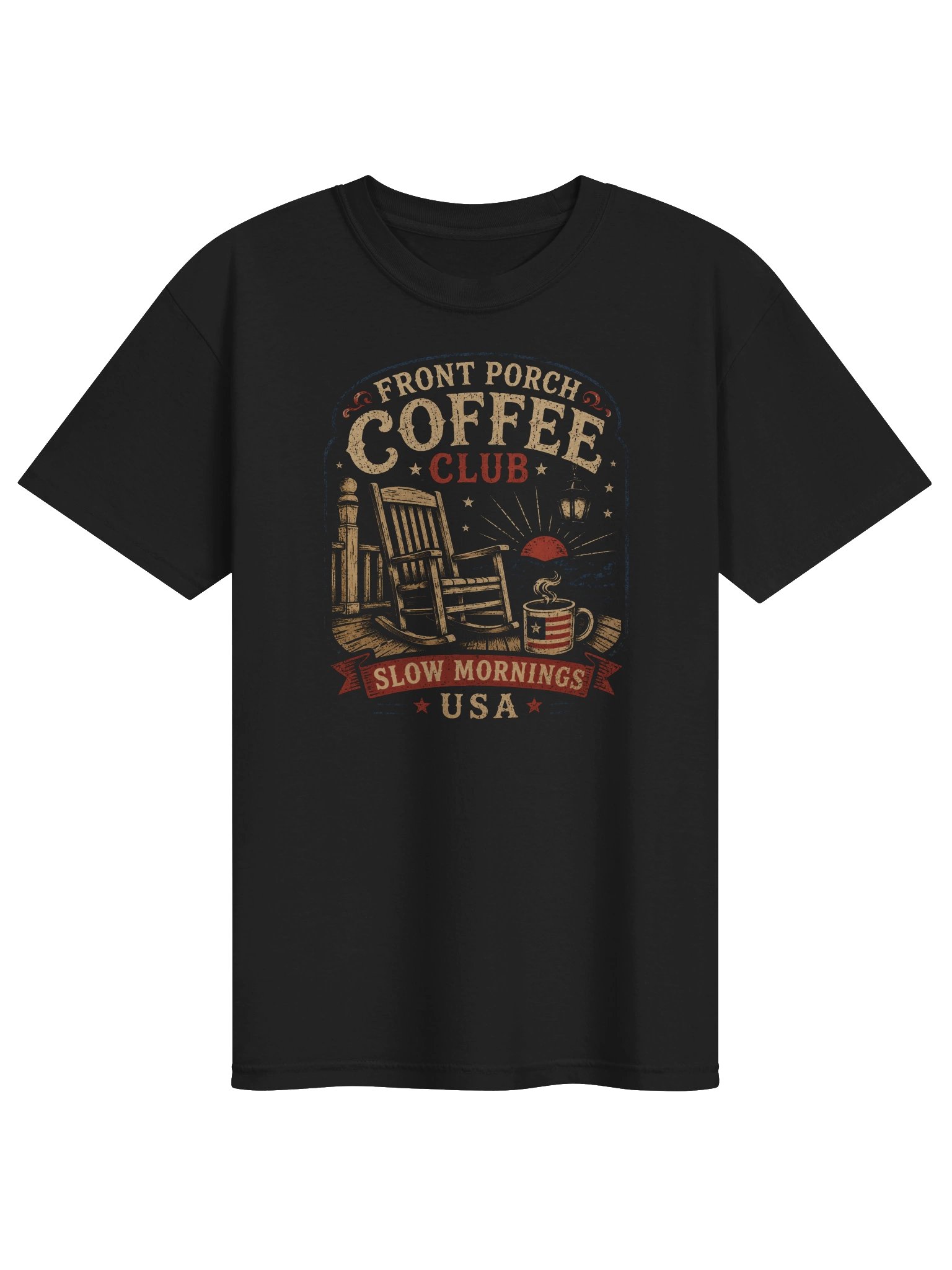 Front Porch Coffee Club T-Shirt | Vintage Small Town Morning Tee product image (1)