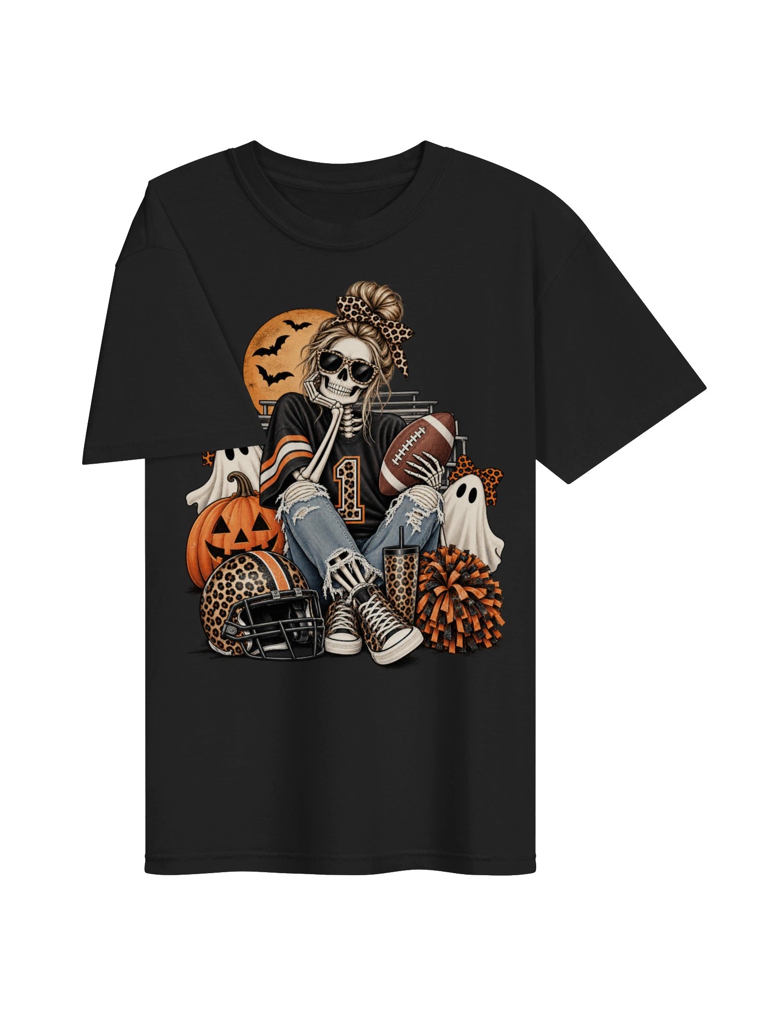 Spooky Football Mom Shirt, Comfort Colors® Tee, Halloween Football Mom Shirt, Skeleton Football Tee, Game Day Mom, Fall Football Shirt product image (4)