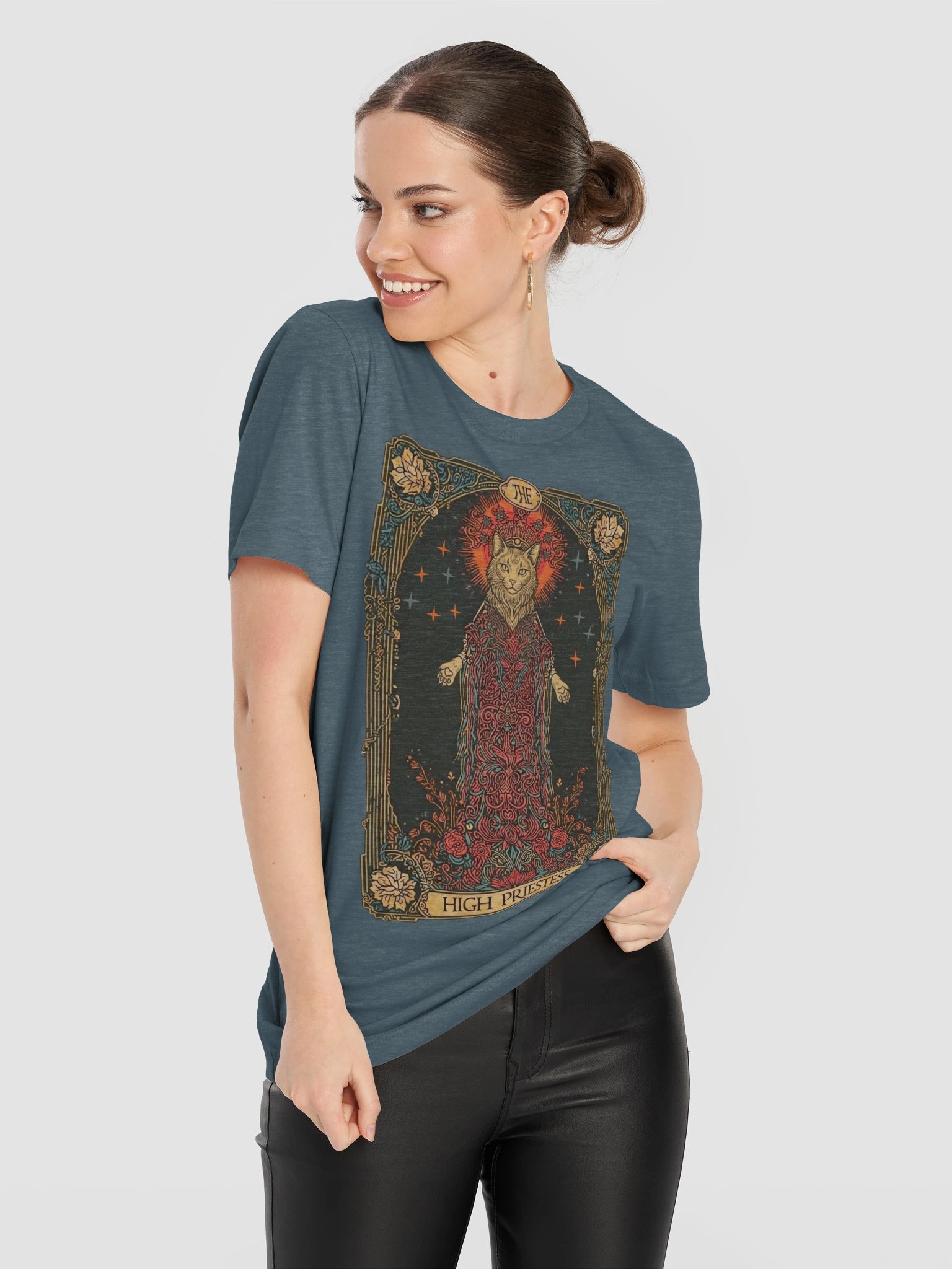 High Priestess Cat Shirt, Mystical Tarot Card Tee product image (12)