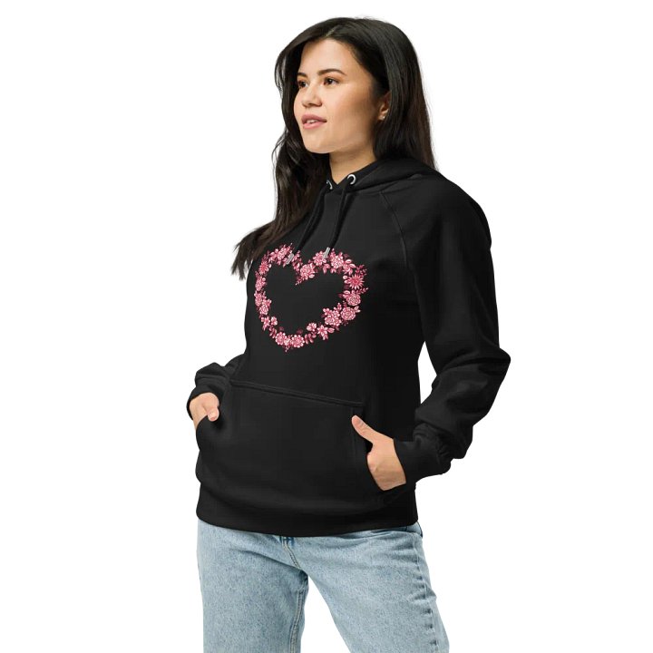 Red Floral Heart Unisex Eco Raglan Hoodie product image (1)