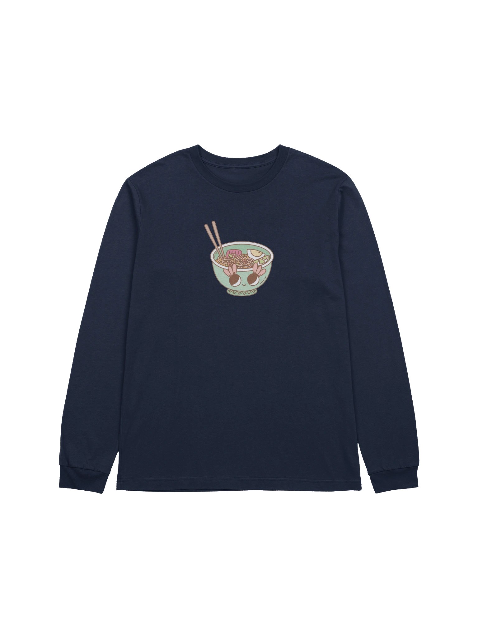 Ramen Bowl Long Sleeve Tee | Retro 70s Whimsical Noodle Character Shirt product image (13)